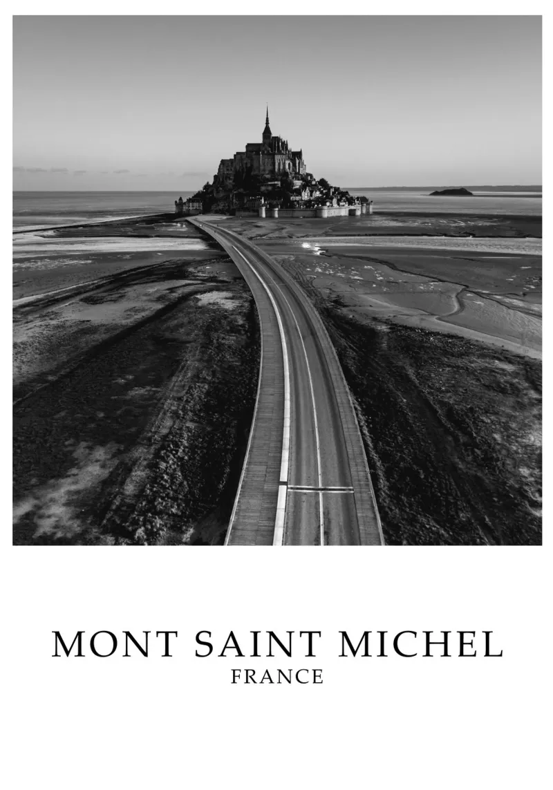 Mont Saint Michel France Scene Greyscale hahnemühle by Charnwood Prints