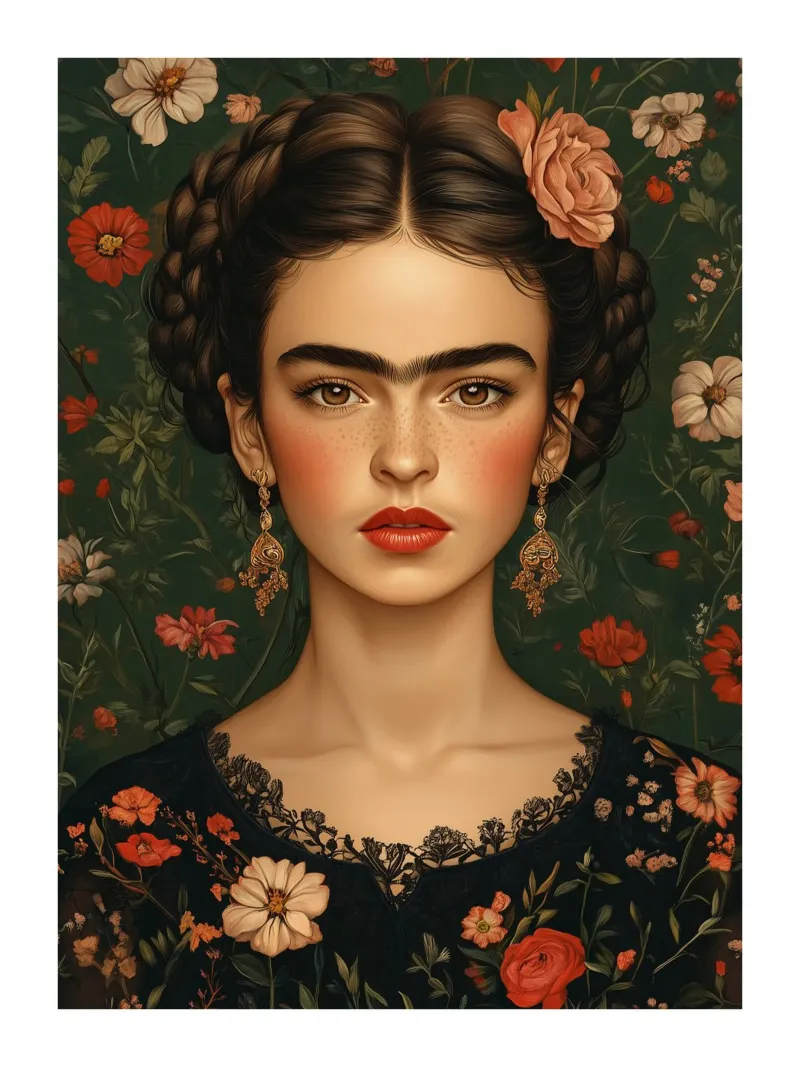 Frida tra i fiori carta hahnemühle da Glitch & Glam