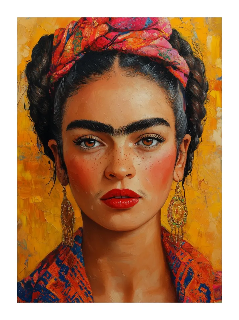 Frida con i colori del fuoco plexiglass da Glitch & Glam