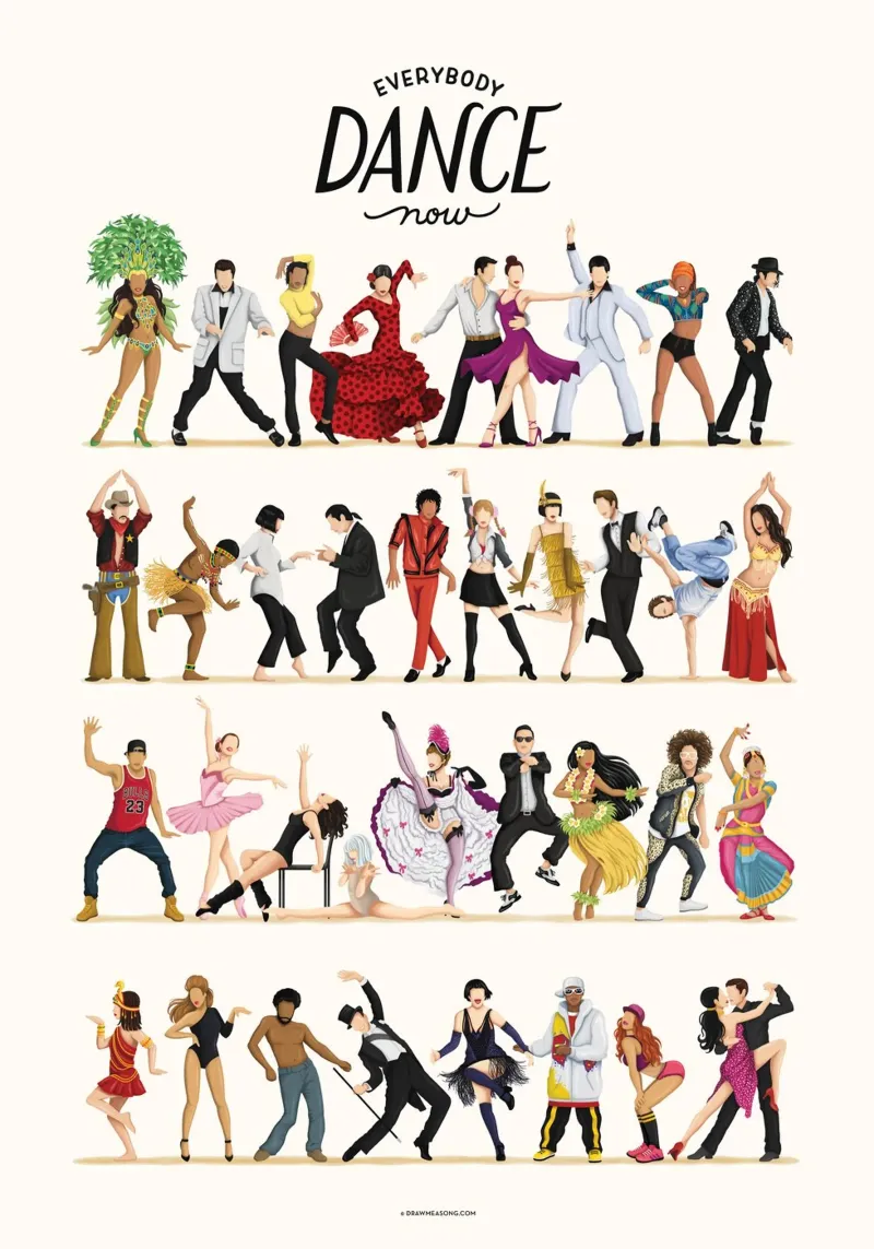 Everybody Dance Now poster avec cadre en bois de Nour Tohme