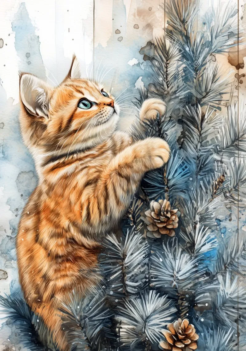 I gatti amano l'albero di Natale 10 pellicola backlit da Justyna Jaszke JBJart