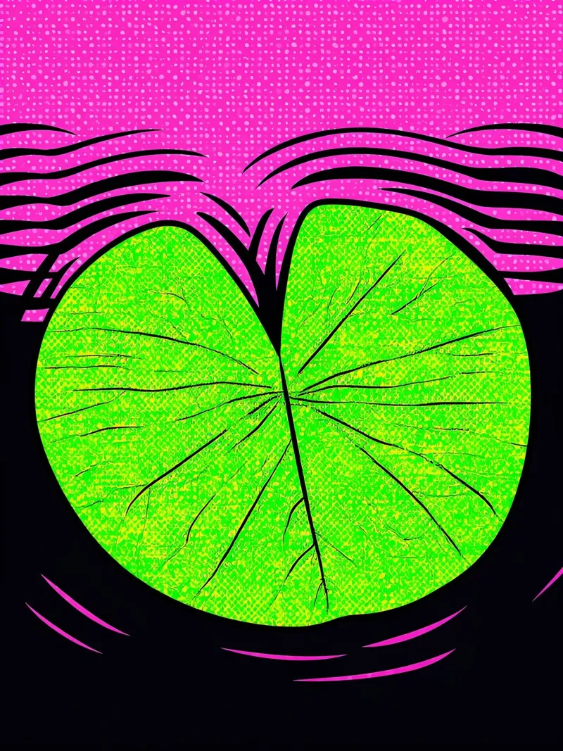 Feuille dans l'eau - Pop Art poster avec cadre en bois de ColorCrash Gallery