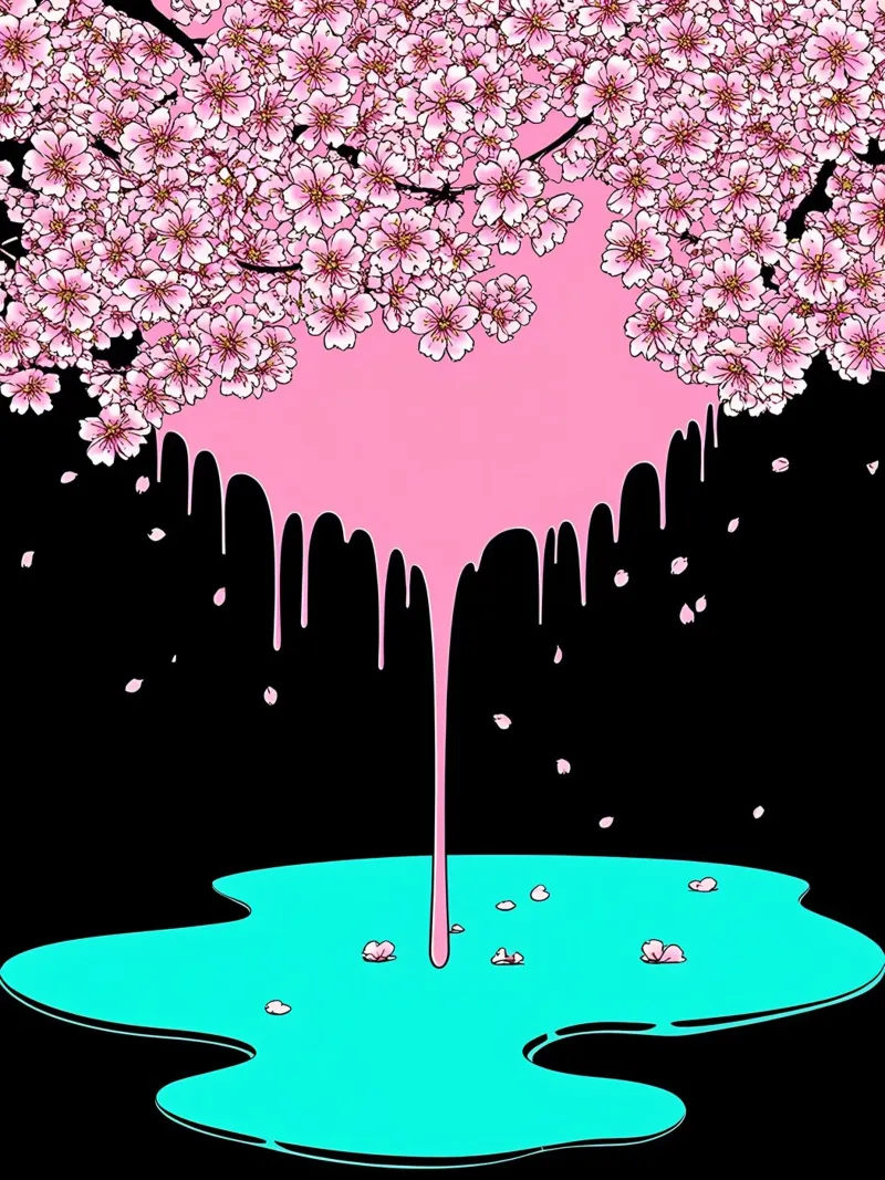 Fiori di ciliegio che gocciolano - Pop Art pellicola backlit da ColorCrash Gallery