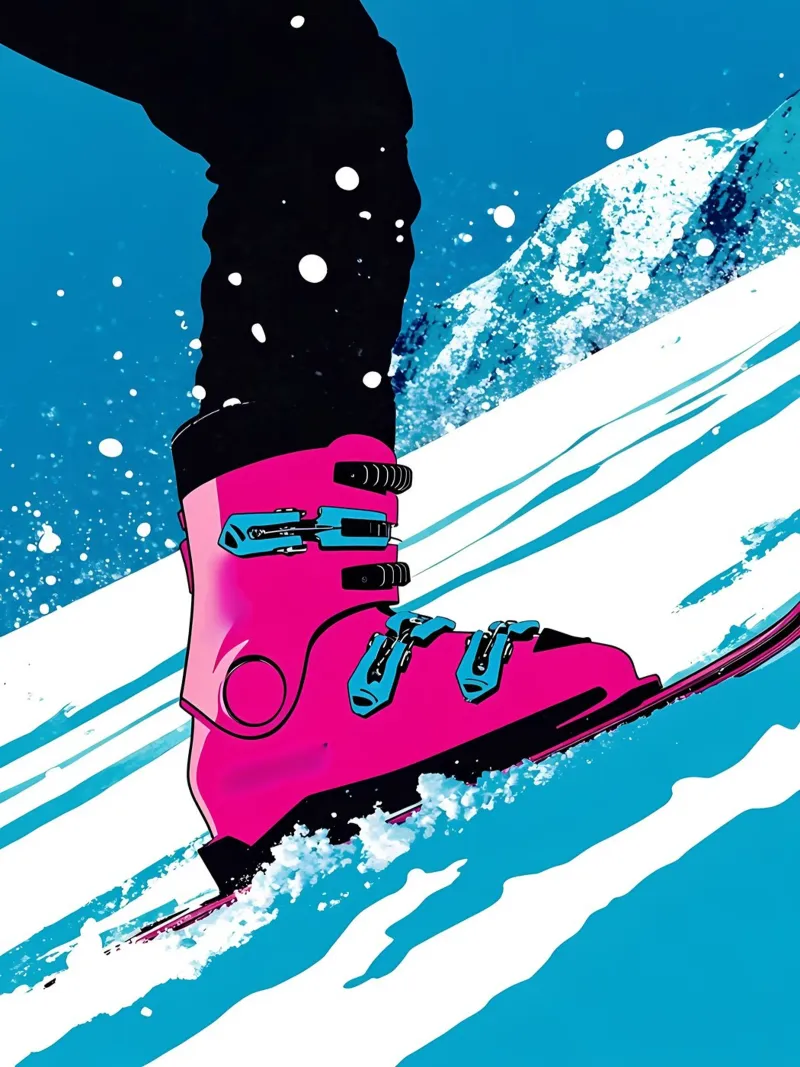 Barca da sci - Pop Art poster con telaio in legno da ColorCrash Gallery