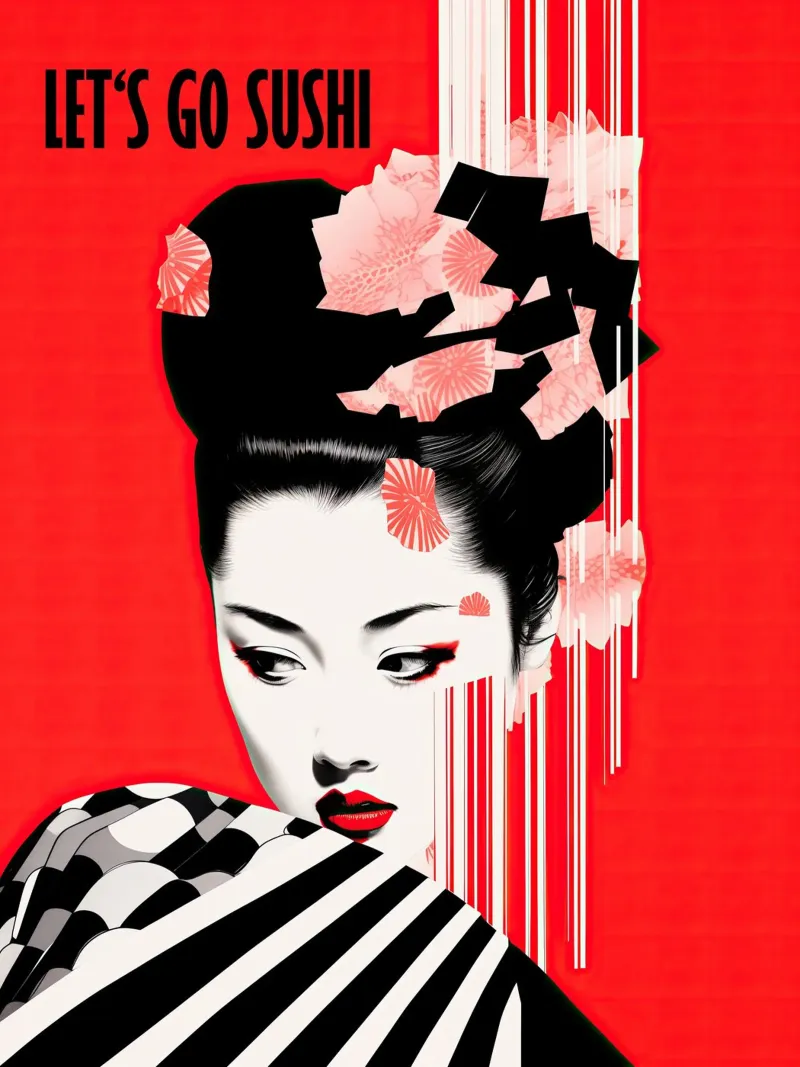 Let's Go Sushi | Poster di sushi per la cucina carta hahnemühle da Autofocus