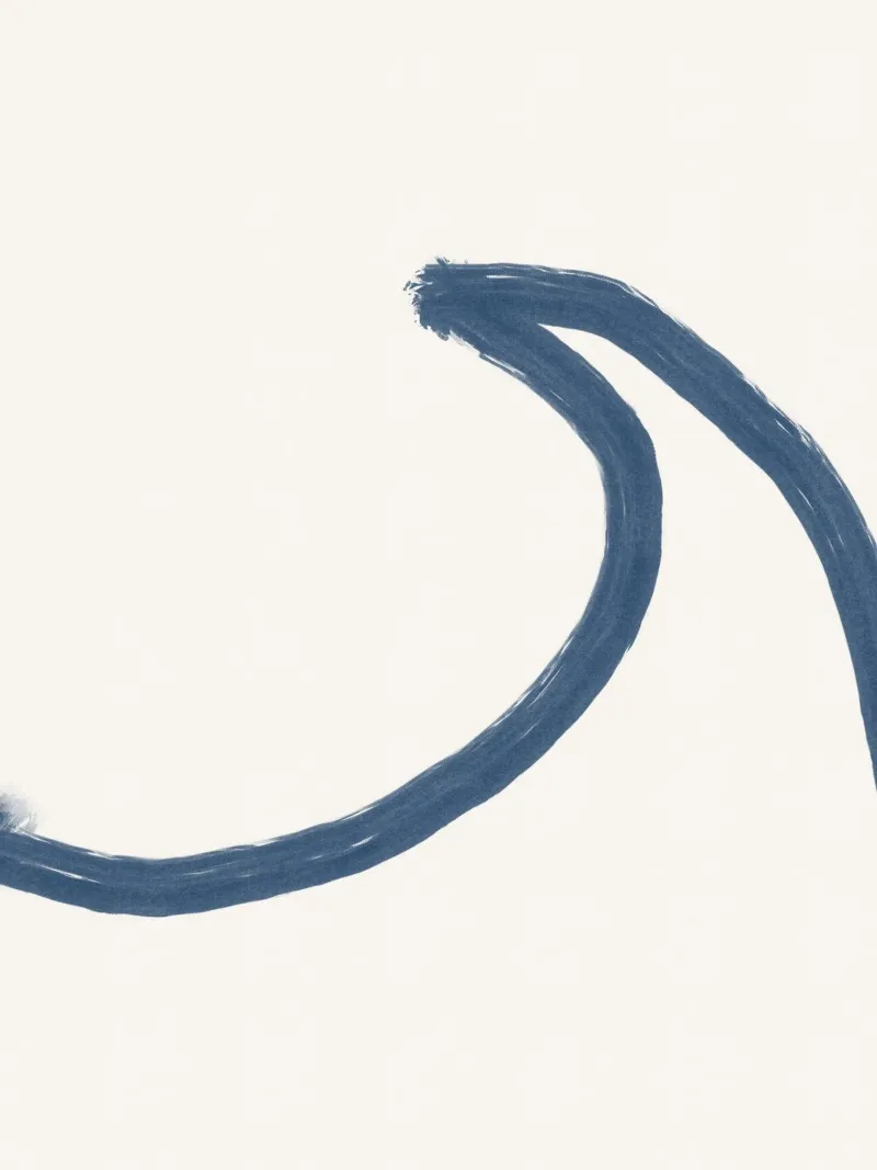 Linea astratta minimalista Blue Cream Surf Wave Coastal p2 poster con telaio in legno da This Wild Soul - Illustration