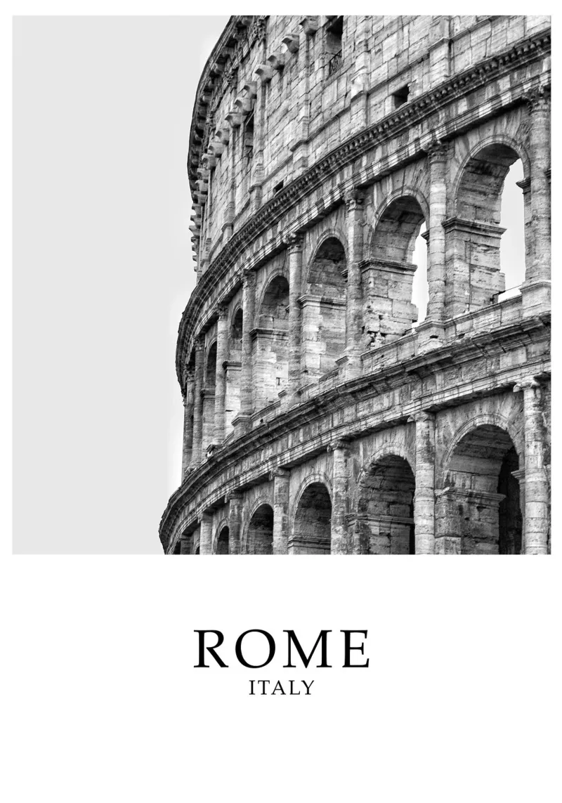 Colosseum Rome Italy Scene Greyscale pellicola backlit da Charnwood Prints