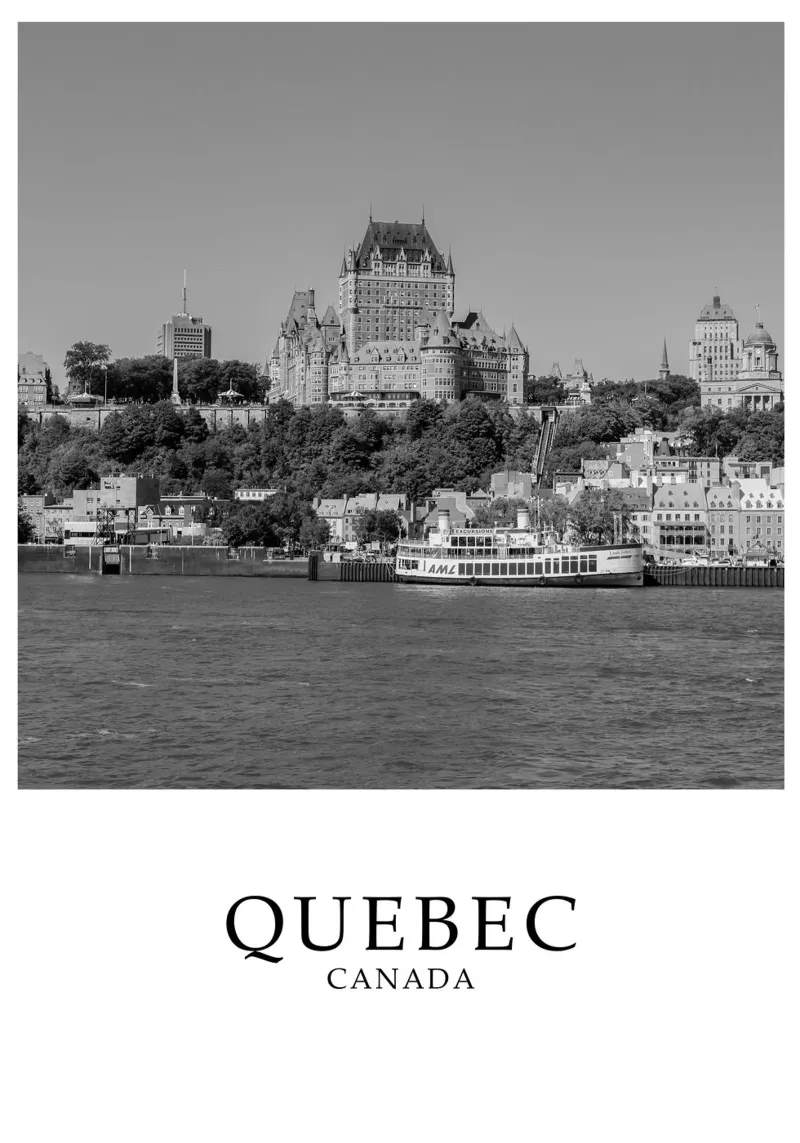 Quebec Canada Cityscape Scene Greyscale hahnemühle by Charnwood Prints