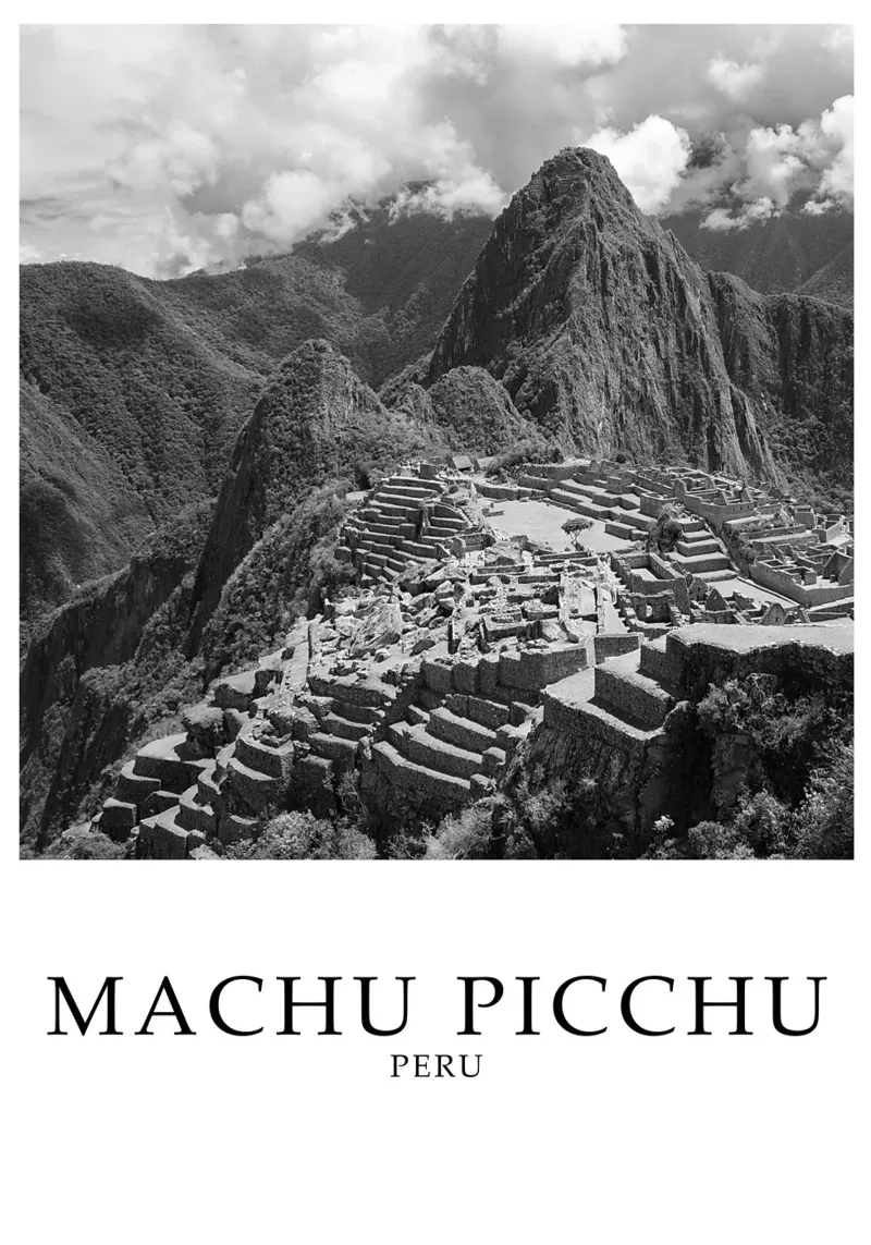 Machu Picchu Peru Landscape Scene Greyscale Acryl-Glas von Charnwood Prints
