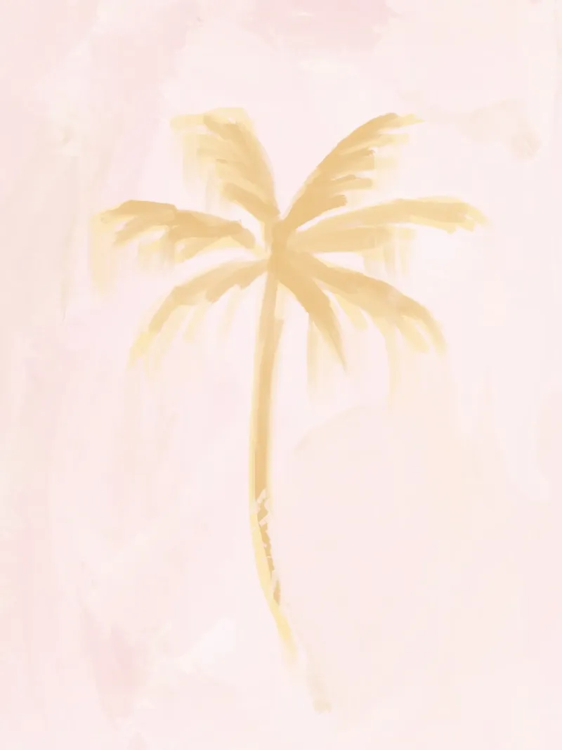 Peinture abstraite Boho Palmiers Cocotiers Pastel Rose Jaune hahnemühle de This Wild Soul - Illustration