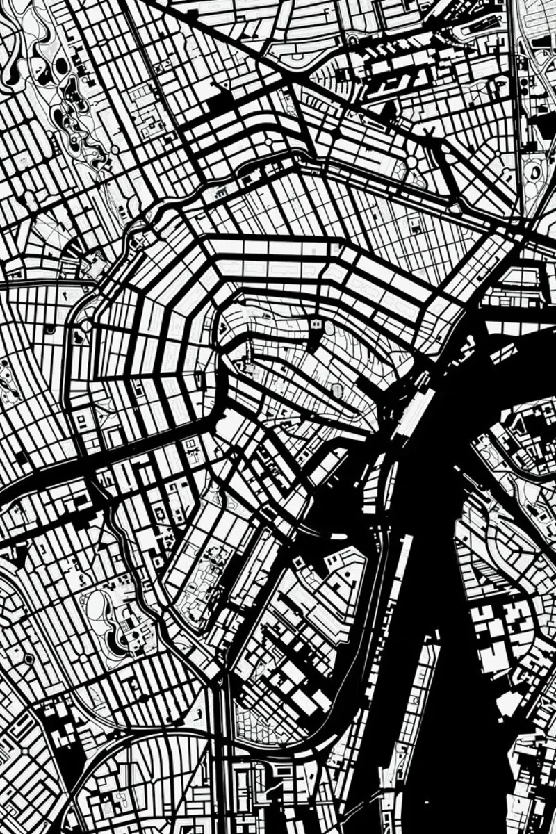 Amsterdam Black And White poster de Planos Urbanos