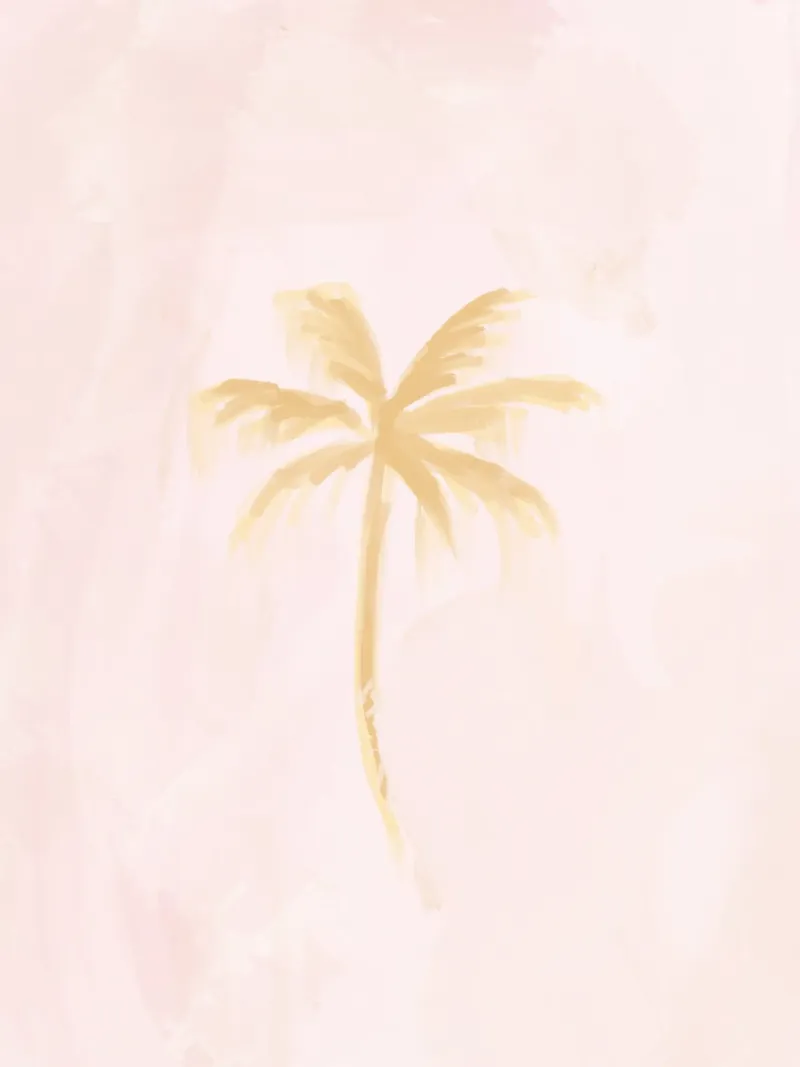 Pastelroze Boho Kusteiland Kokospalmboom abstract canvas van This Wild Soul - Illustration