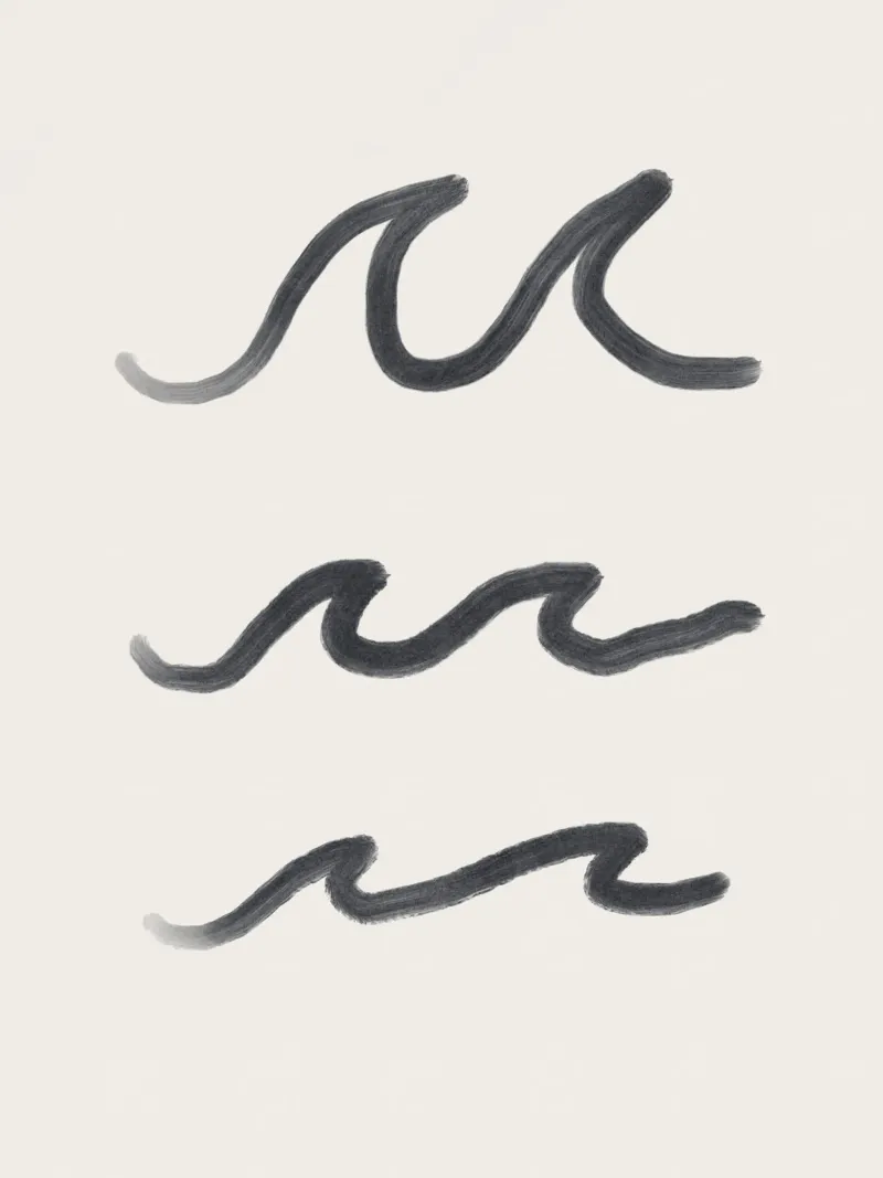 Organic Minimalist Line Art Boho Surf Waves schwarz weiß Hahnemühle von This Wild Soul - Illustration