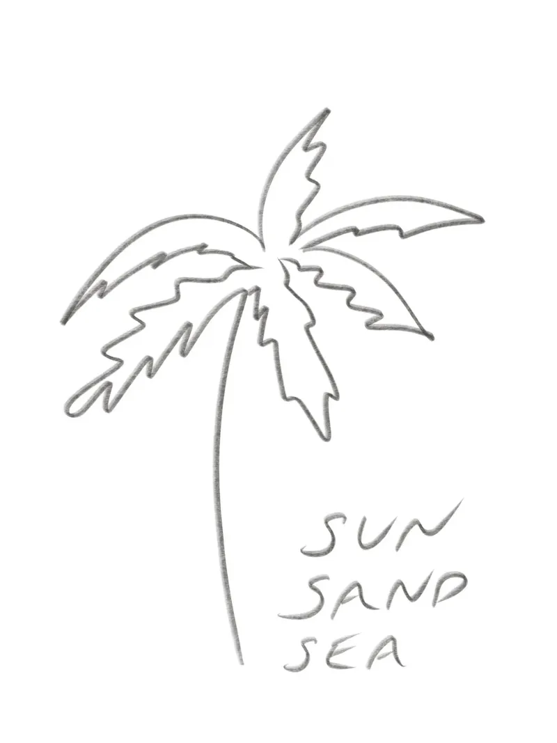 Line Art minimalista in bianco e nero Palma Sole Sabbia Mare alluminio dibond da This Wild Soul - Illustration