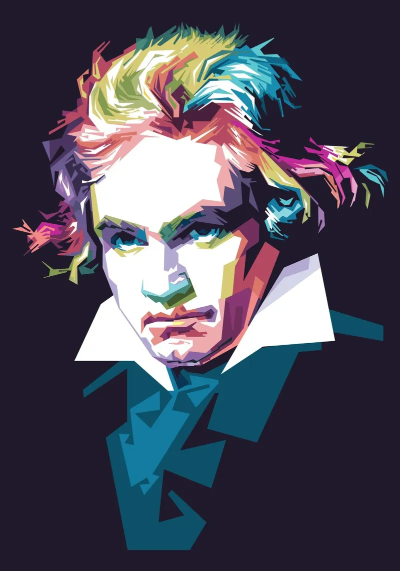 Beethoven in stile WPAP pellicola backlit da Alkahfsmart