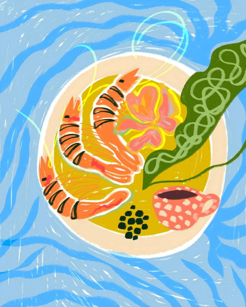 Tiger Garnelen | Meeresfrüchte Natur Fisch Ozean Meer Garnelen Leinwand mit Schattenfugenrahmen von 83oranges