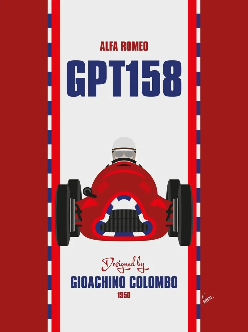 1950 Alfa Romeo GPT158 poster avec cadre en bois de Formula Art