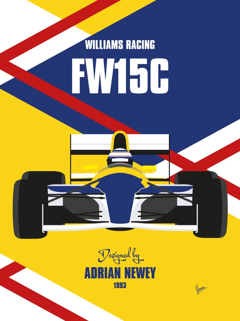 1993 Williams Renault FW15C pellicola backlit da Formula Art