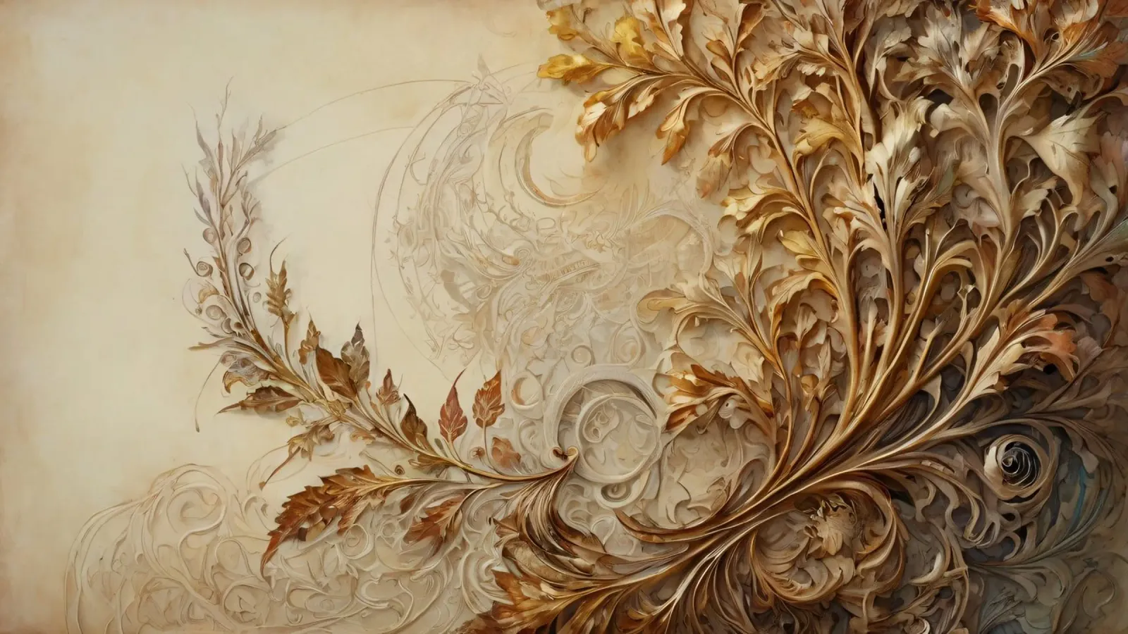 Kompliziertes Herbstlaubdesign mit wirbelnden Mustern Hahnemühle von DesignDoodle