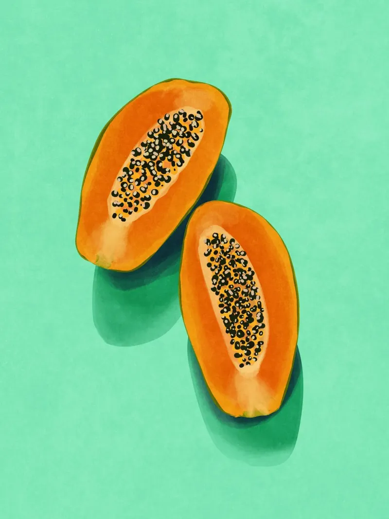 Papaya poster con telaio in alluminio da Illustration Raissa Oltmanns