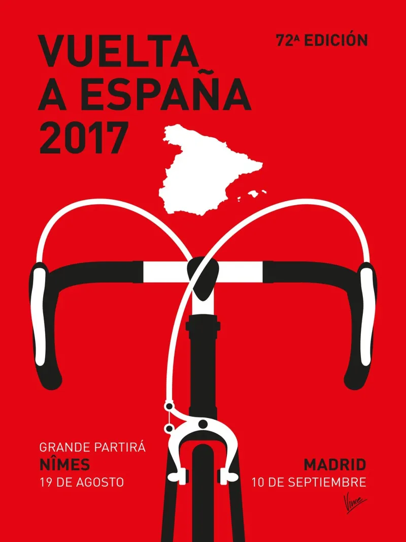VUELTA A ESPANA POSTER 2017 tela con Cornice a cassetta da Cycling Art
