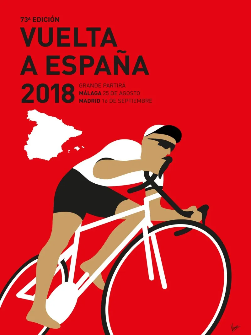VUELTA A ESPANA POSTER 2018 tela con Cornice a cassetta da Cycling Art