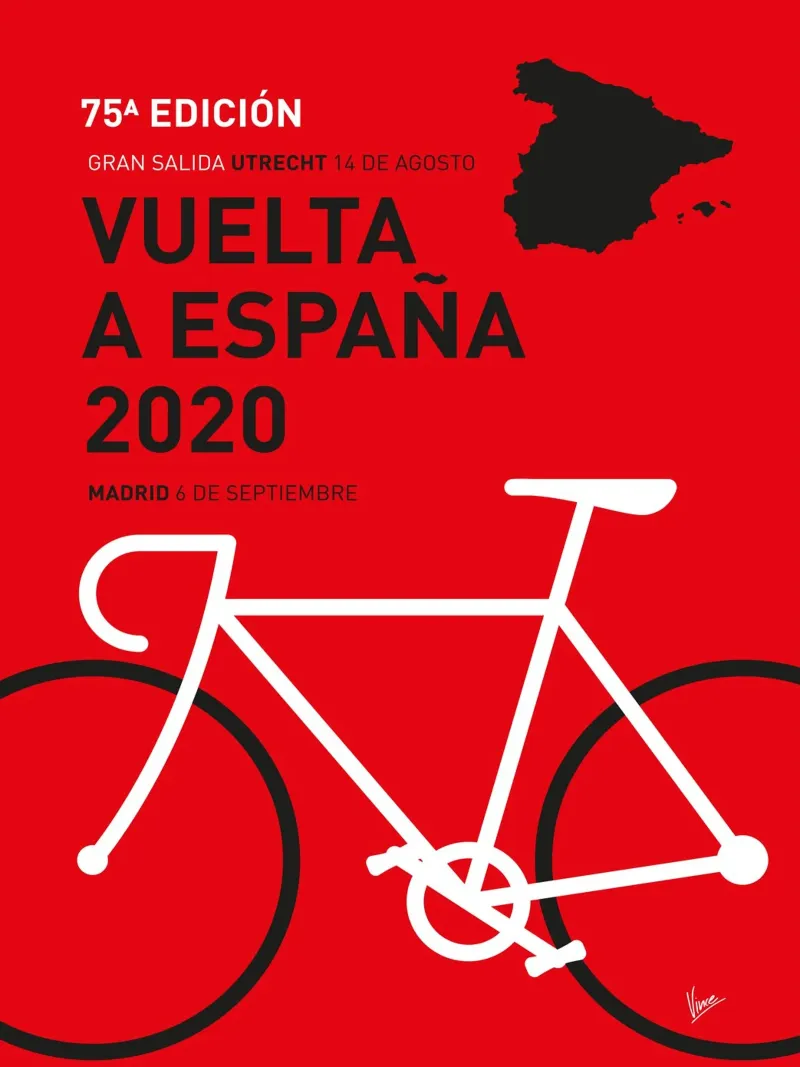VUELTA A ESPANA POSTER 2020 tela con Cornice a cassetta da Cycling Art
