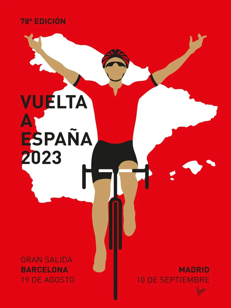 VUELTA A ESPANA POSTER 2023 tela con Cornice a cassetta da Cycling Art