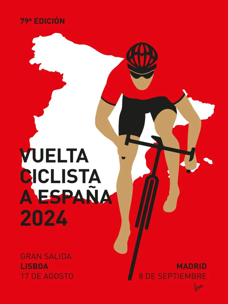 VUELTA A ESPANA POSTER 2024 tela con Cornice a cassetta da Cycling Art