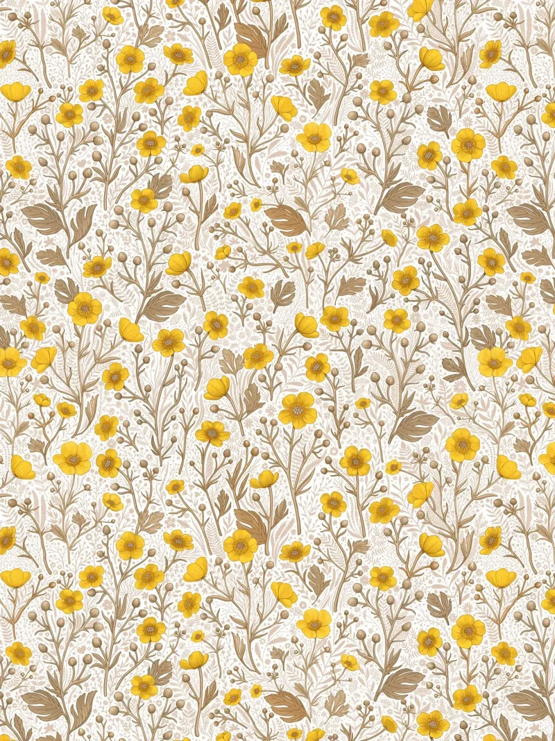 Boterbloemen, geel en bruin canvas van Painted Nature