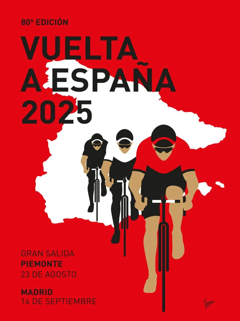 VUELTA A ESPANA POSTER 2025 tela con Cornice a cassetta da Cycling Art