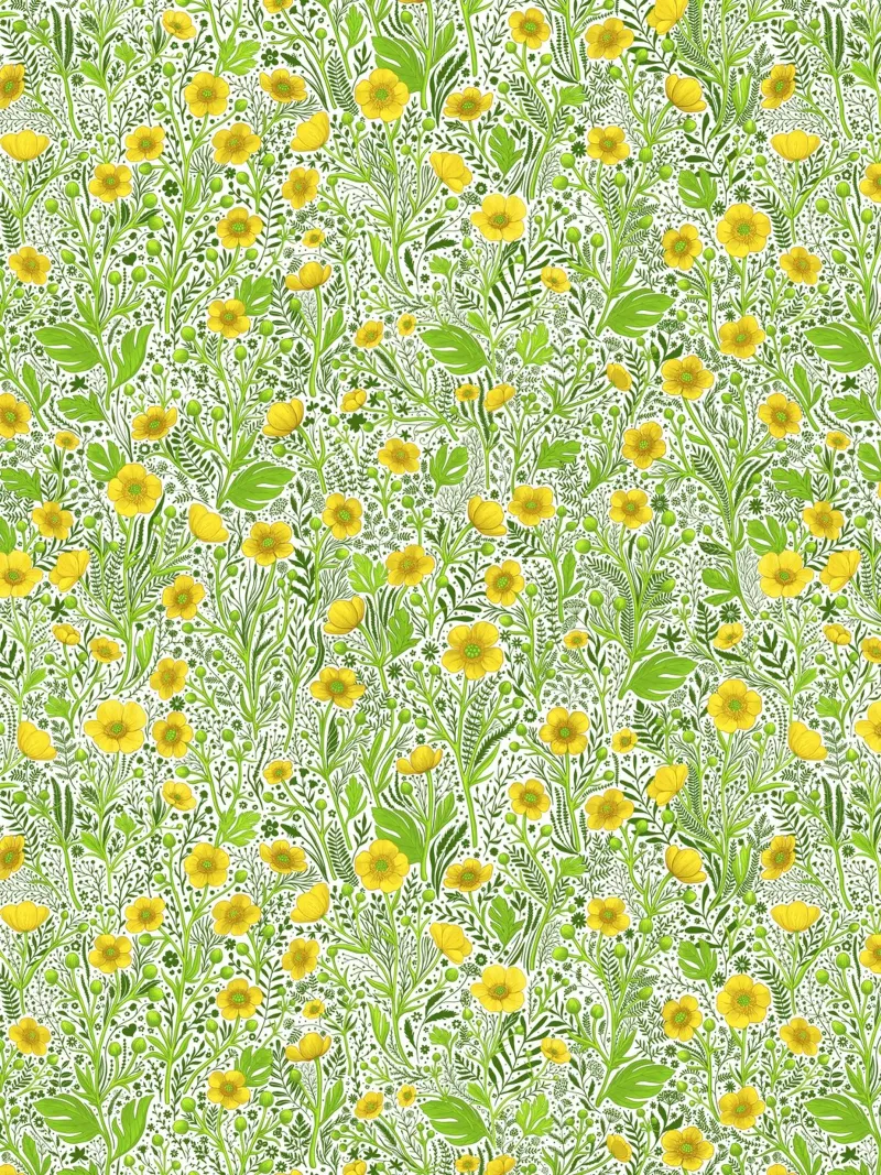 Boterbloemen op wit canvas met Baklijst van Painted Nature
