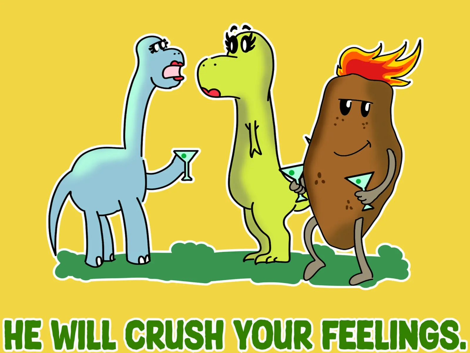 Dinosaur Feelings Funny Dino Couple Sarcasm Cartoon canvas with Floater frame by sillyindustries
