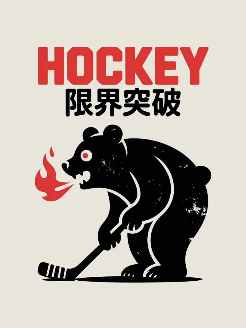 Japans Hockey Beer Ontwerp - Limit Break Kanji Kunst canvas met Baklijst van GameDay Studio