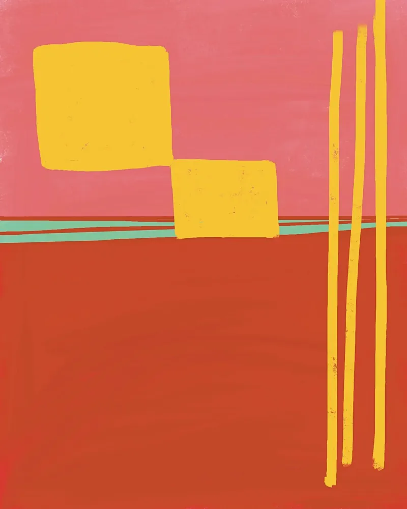 La présence jaune (d'après Etel Adnan) poster avec cadre en plastique de tainah negreiros