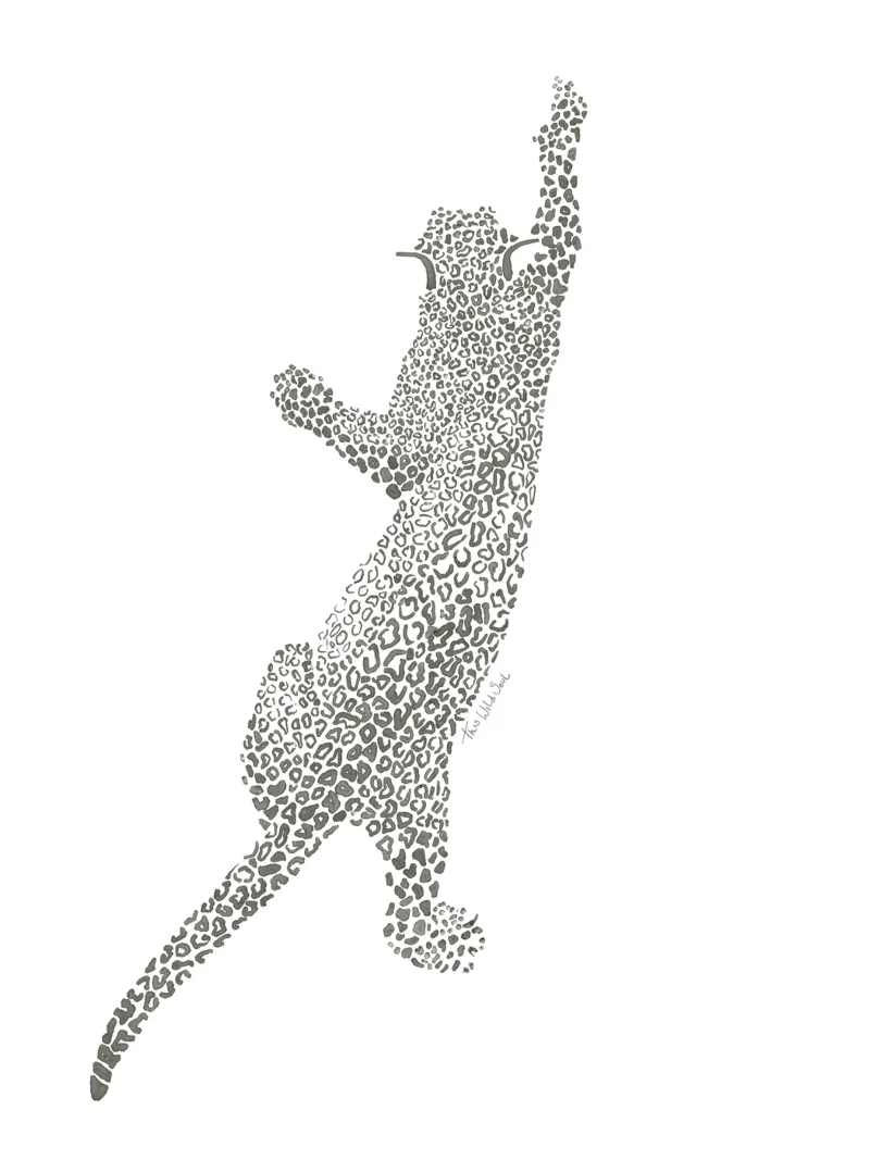 Vintage Leopard Jaguar Safari Big Cat macchie bianche e nere pellicola backlit da This Wild Soul - Illustration