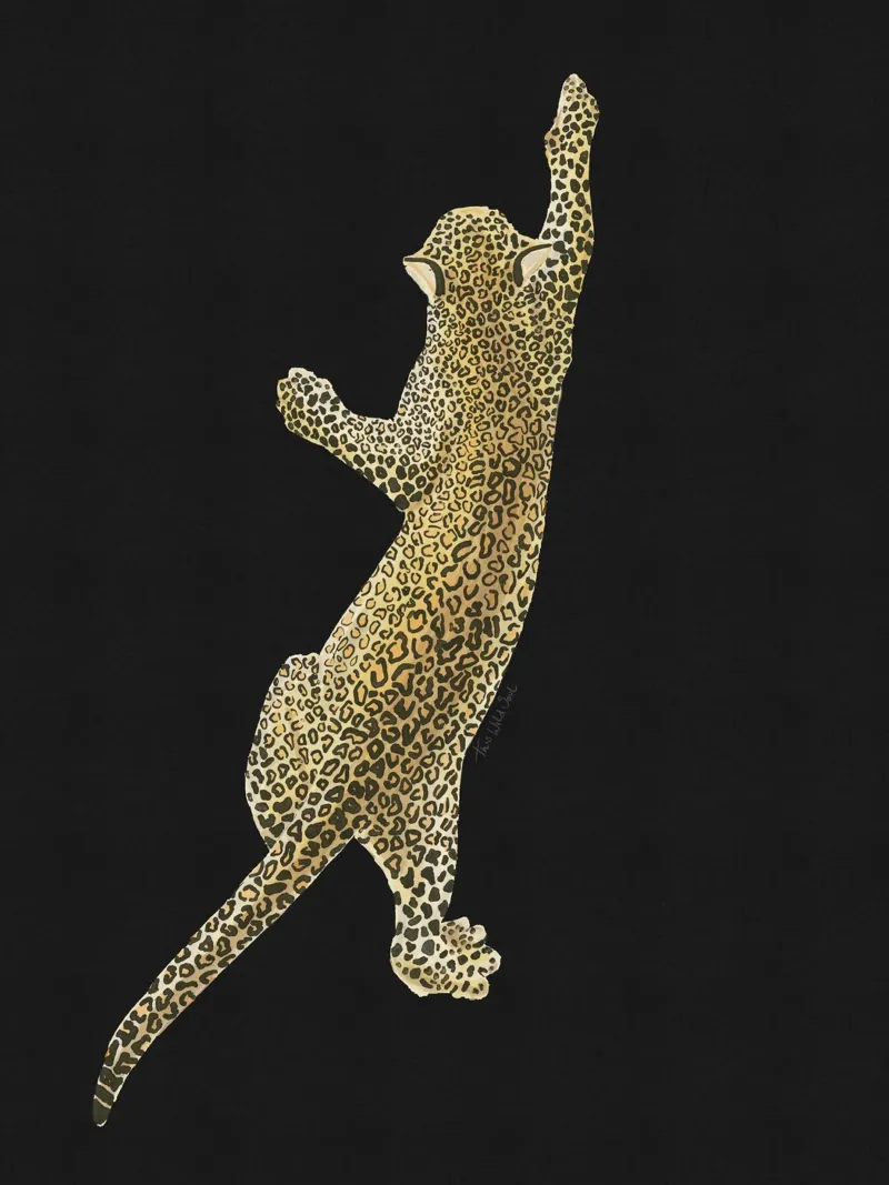 Vintage Leopard Jaguar Safari Big Cat nero poster con telaio in plastica da This Wild Soul - Illustration