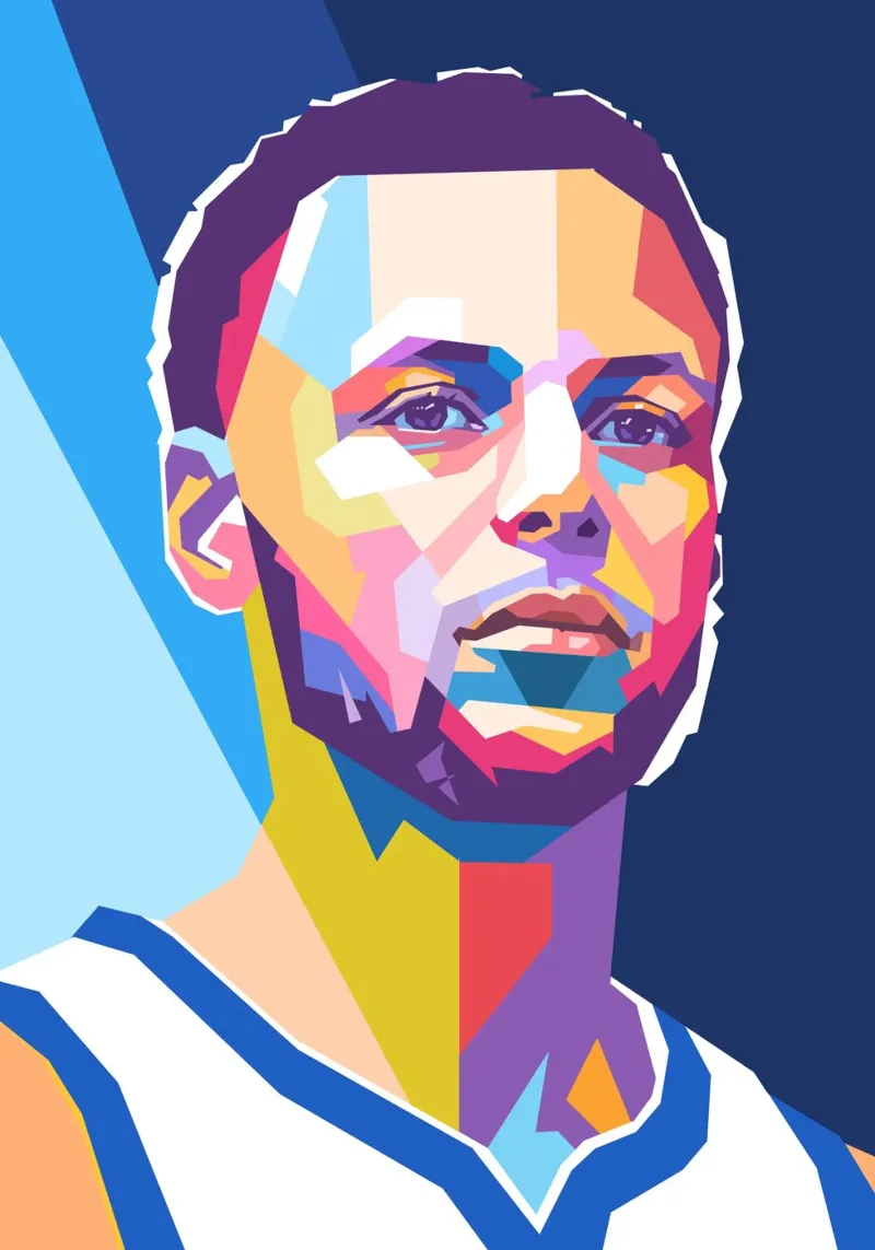 Ritratto pop art di Stephen Curry pellicola backlit da Hantamrata
