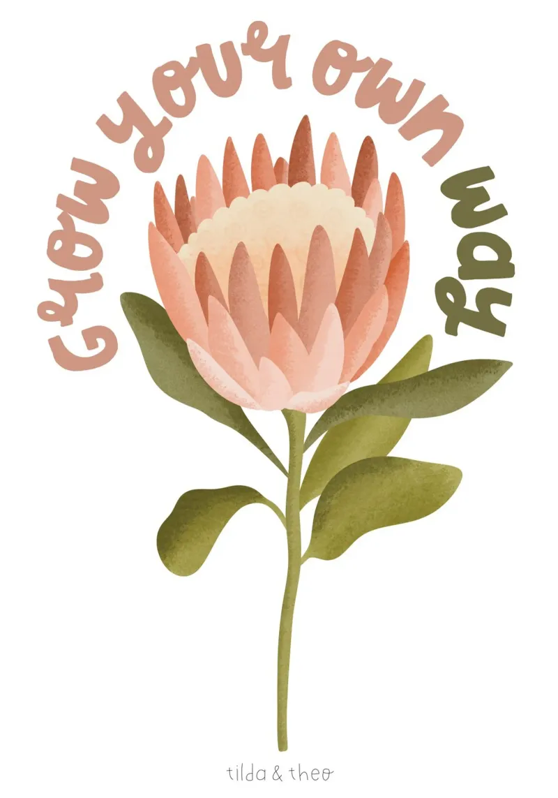 Poster Protea Coltivare a modo proprio Pflanze Boho Blume carta hahnemühle da tildaandtheo