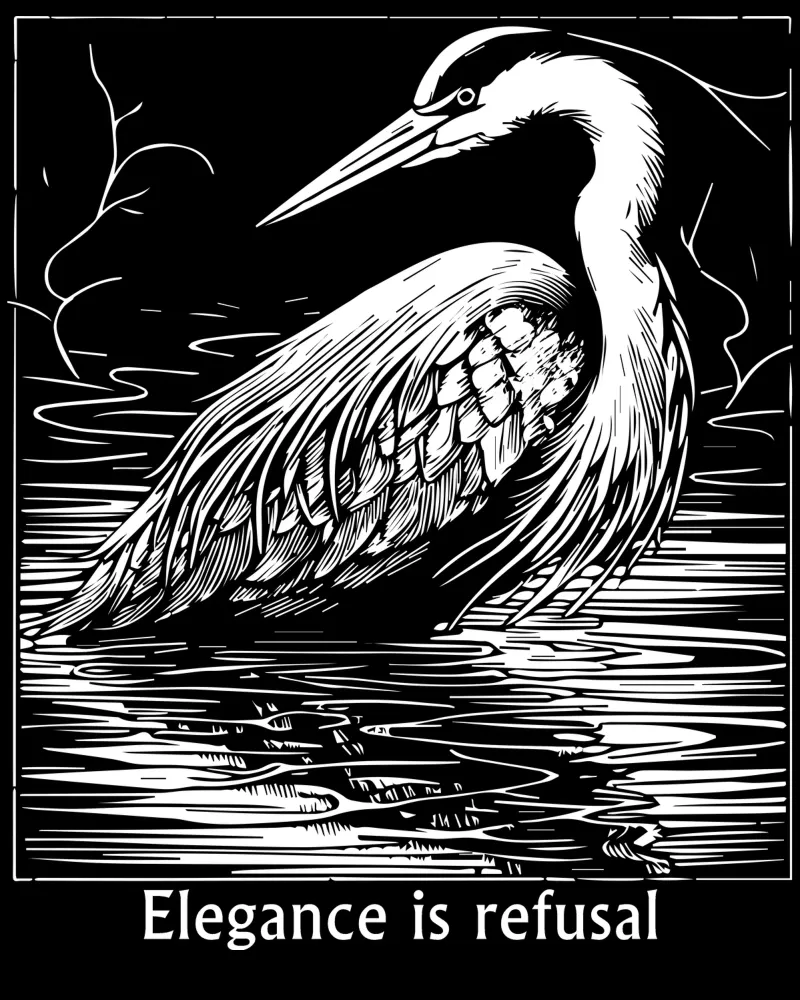 Elegante reiger - zwart-wit kunst canvas met Baklijst van Mohs
