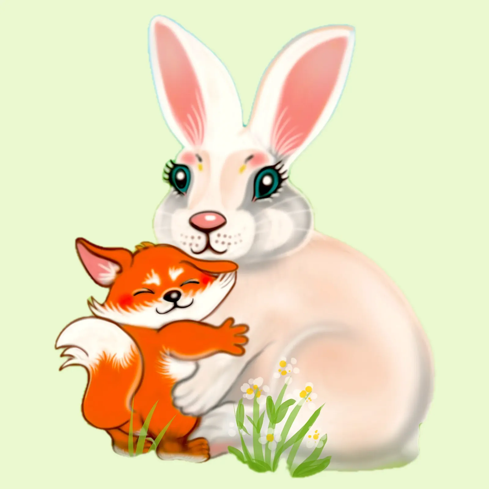Fox and hare hahnemühle by Happy 😃 Art 🎨 by Christine Schnoell