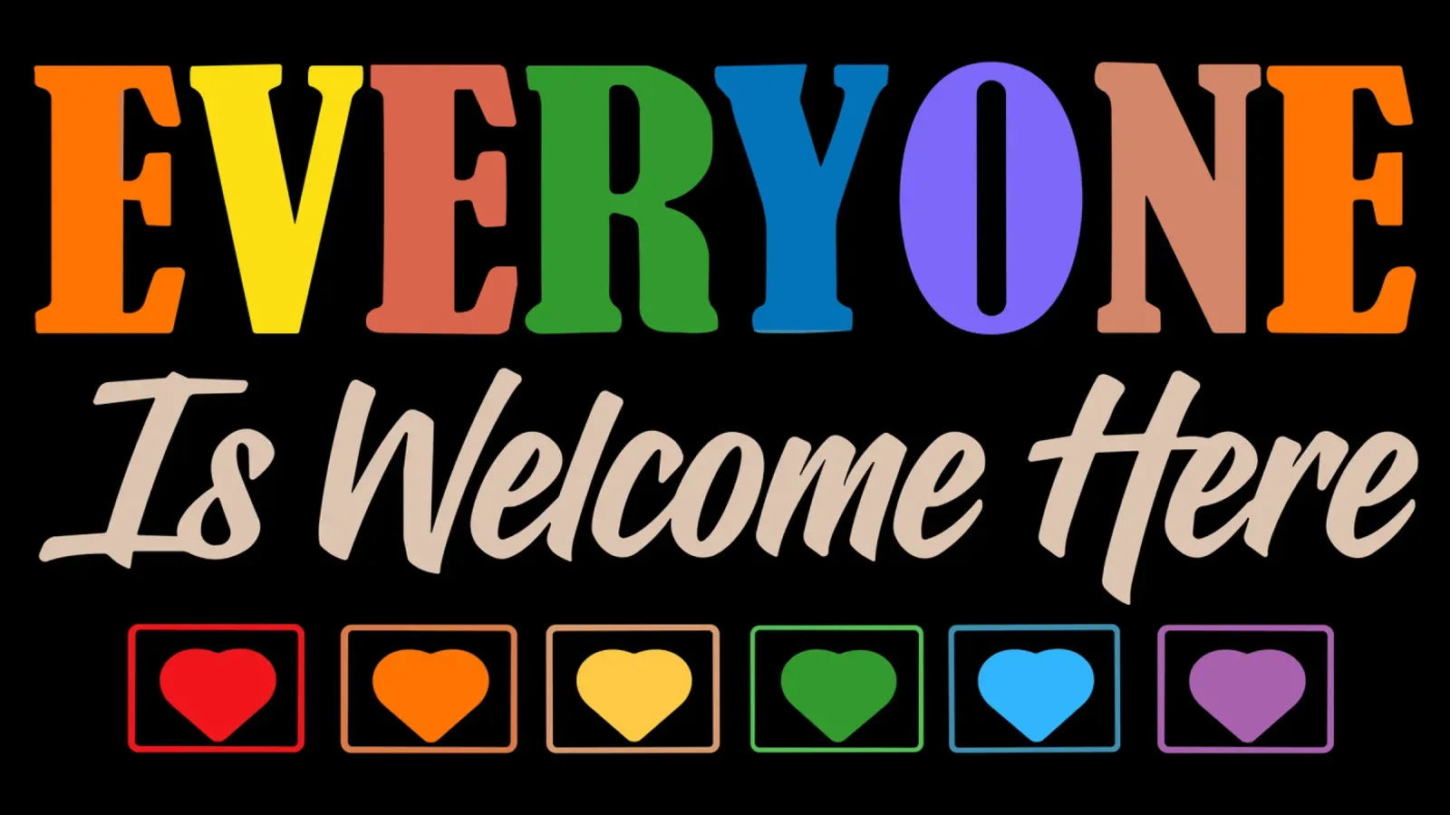 Everyone Is Welcome Here V4 poster with wooden frame by heatherloulin