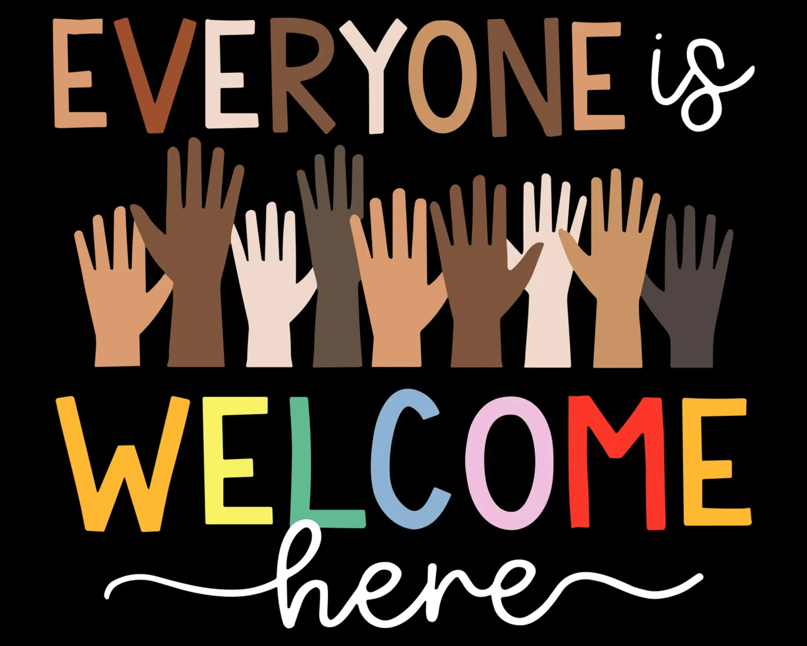 Everyone Is Welcome Here V5 poster with wooden frame by heatherloulin