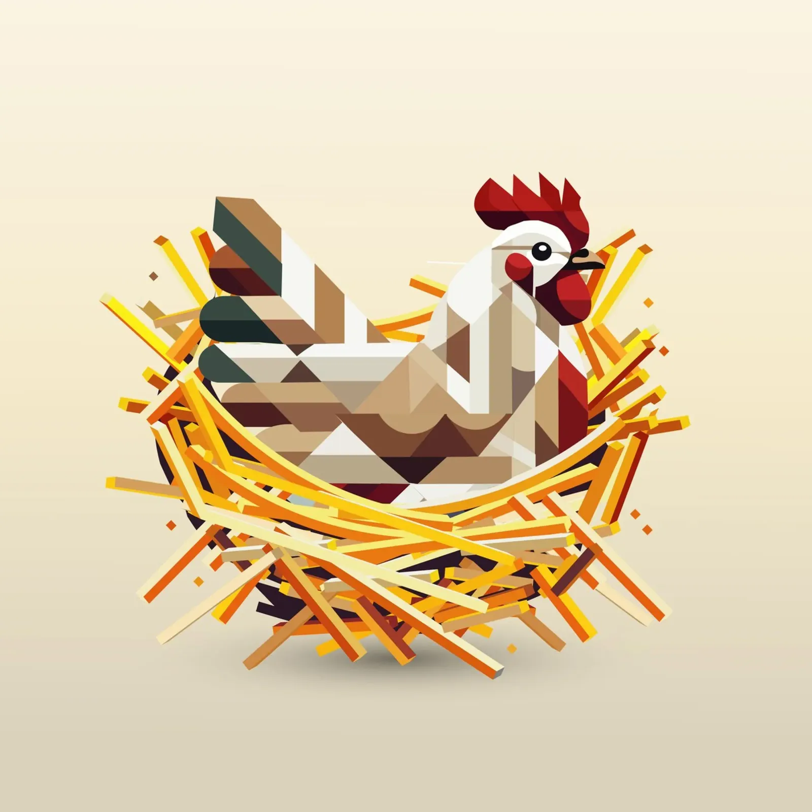 Chicken in a nest - Geometric Easter motif hahnemühle by namosh