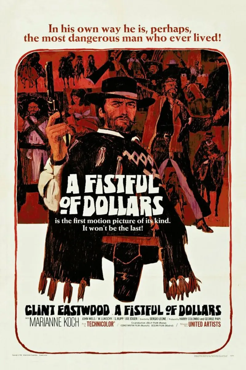 ‘A Fistful of Dollars’ Retro Movie Poster pellicola backlit da Gallery Print and Art Limited