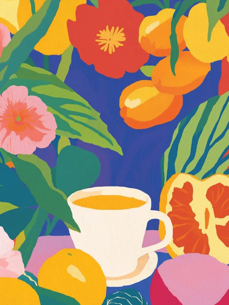 Coffee enjoyment in the flower garden alu-dibond by Carinaprint