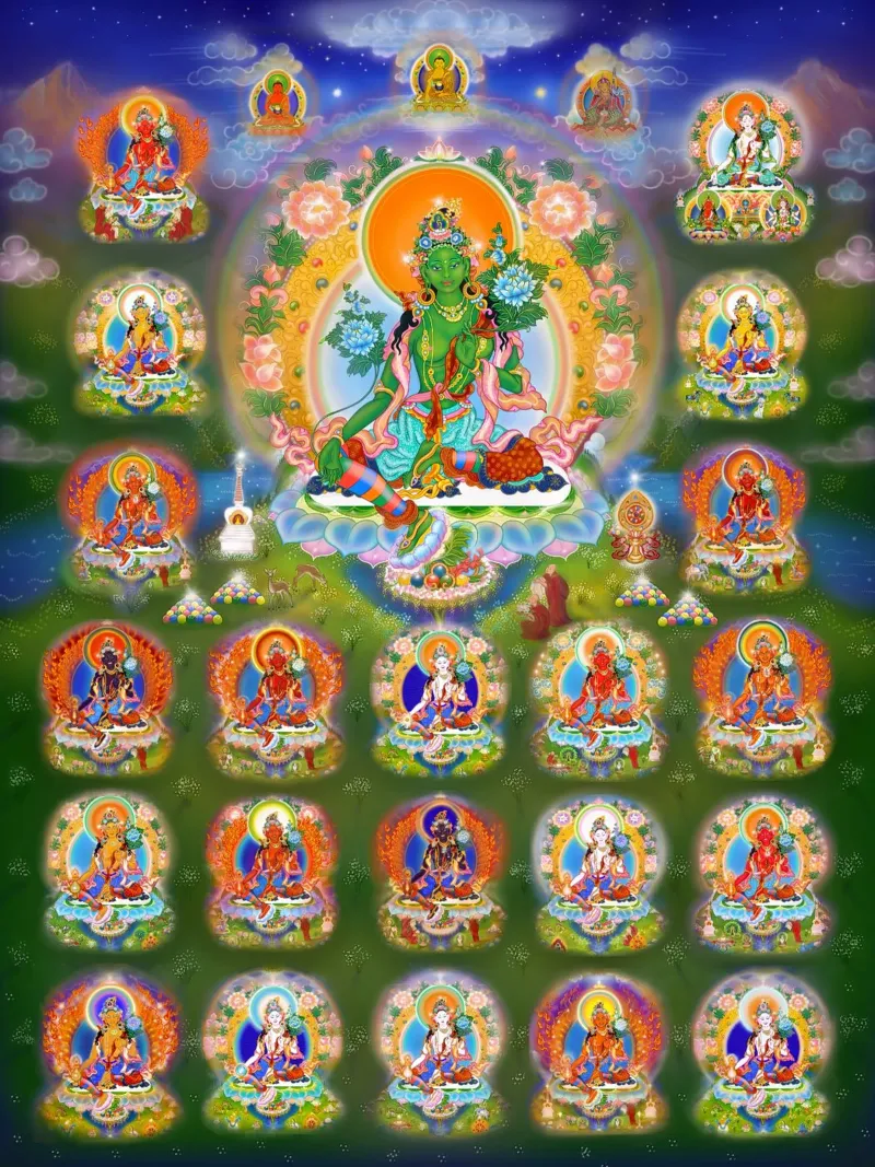 21 Taras, Thangka di Christine Schnoell poster con telaio in alluminio da Happy 😃 Art 🎨 by Christine Schnoell