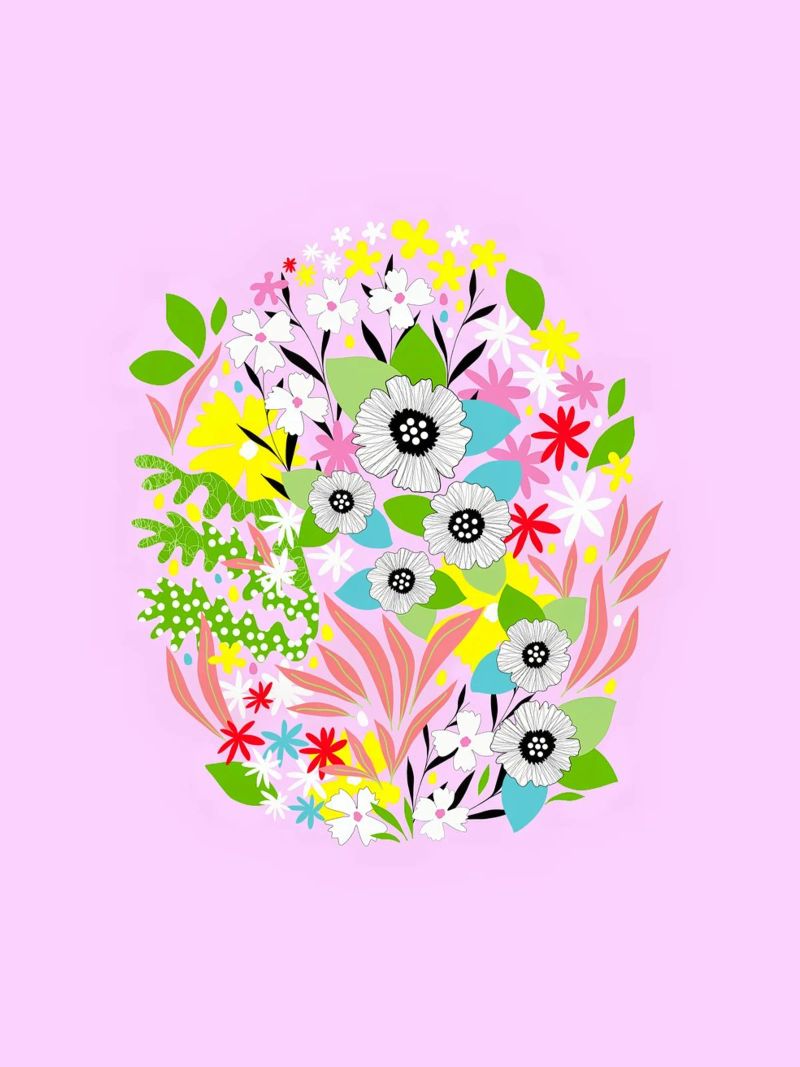 Floral Easter Egg on Pink poster by Dominique Vari