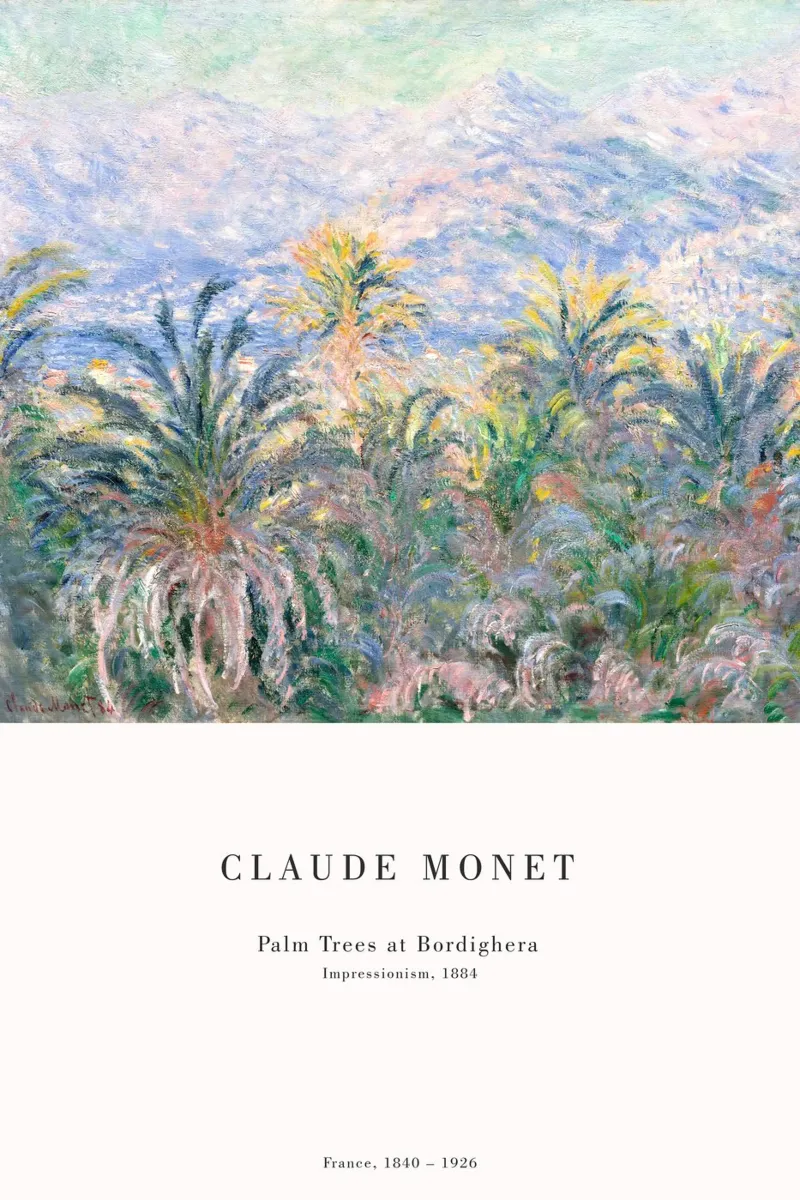 Claude Monet - Palme a Bordighera poster con telaio in legno da Old Masters