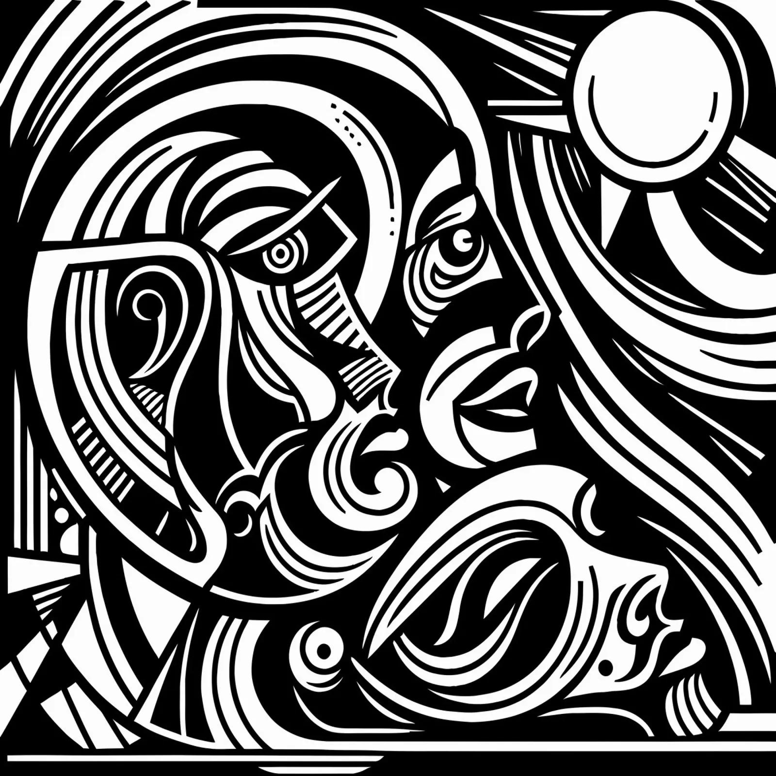 Abstracte gezichtskunst acryl van Mohs